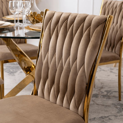 Elite DAN Chair – Beige Velvet & Gold Frame