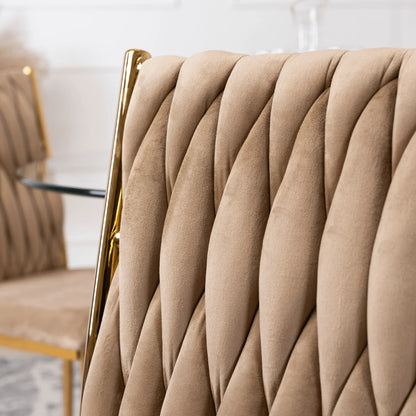 Elite DAN Chair – Beige Velvet & Gold Frame