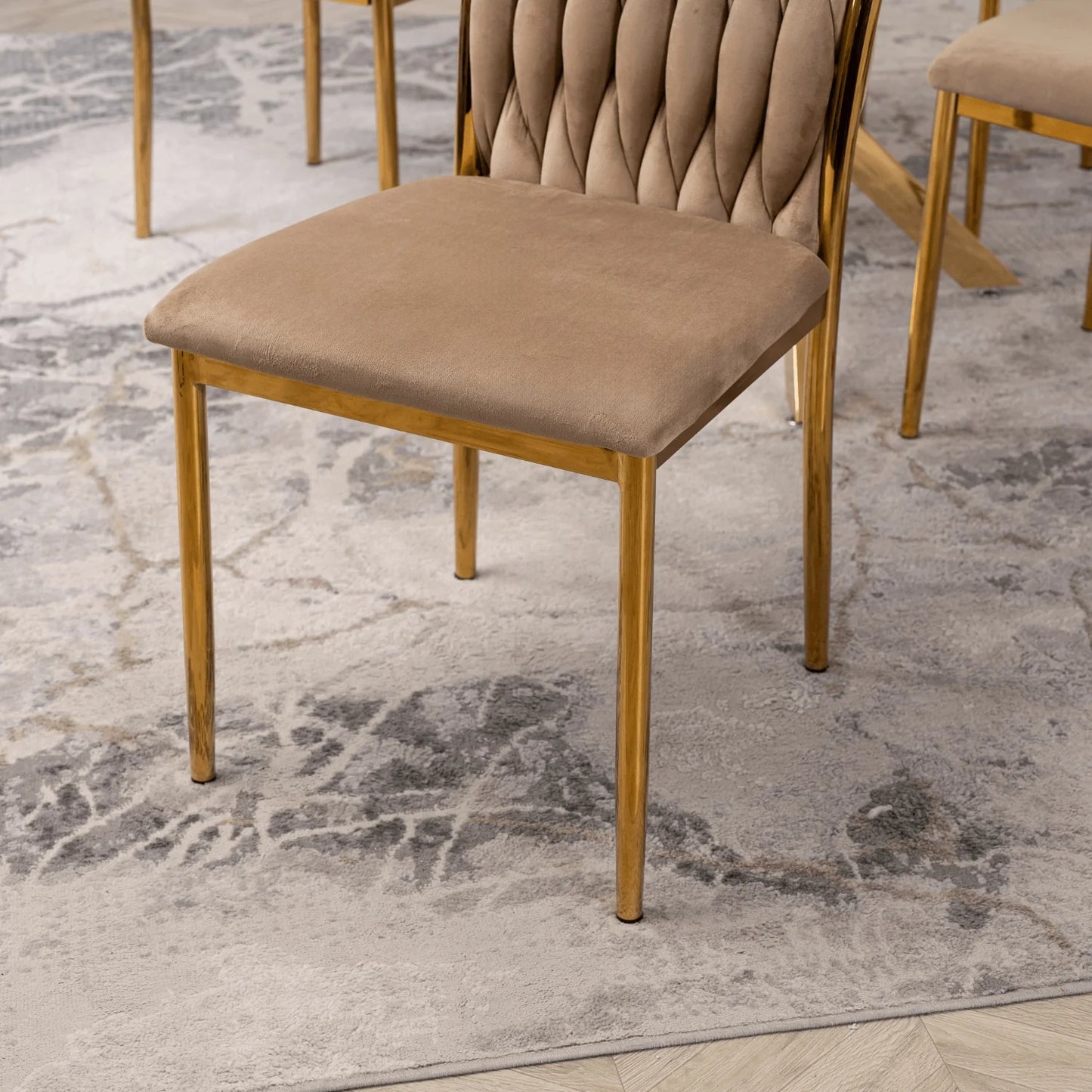 Elite DAN Chair – Beige Velvet & Gold Frame