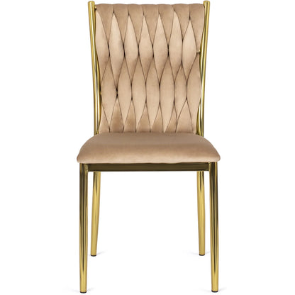 Elite DAN Chair – Beige Velvet & Gold Frame