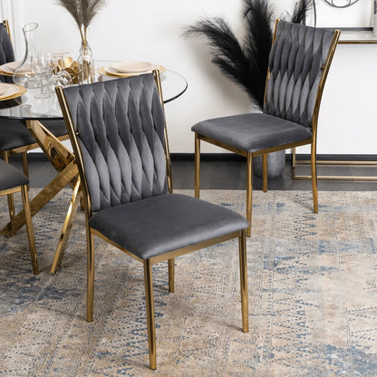 Elite DAN Chair – Gray Velvet & Gold Frame
