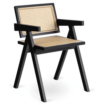 Elite MADERA Wooden Chair Black / Beige – Classic Retro with Openwork Design