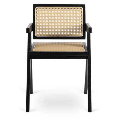 Elite MADERA Wooden Chair Black / Beige – Classic Retro with Openwork Design