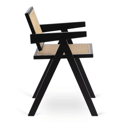 Elite MADERA Wooden Chair Black / Beige – Classic Retro with Openwork Design