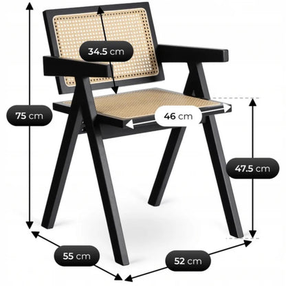 Elite MADERA Wooden Chair Black / Beige – Classic Retro with Openwork Design