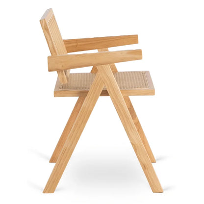 Elite MADERA Wooden Chair Oak / Beige – Classic Retro with Openwork Design