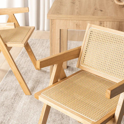 Elite MADERA Wooden Chair Oak / Beige – Classic Retro with Openwork Design