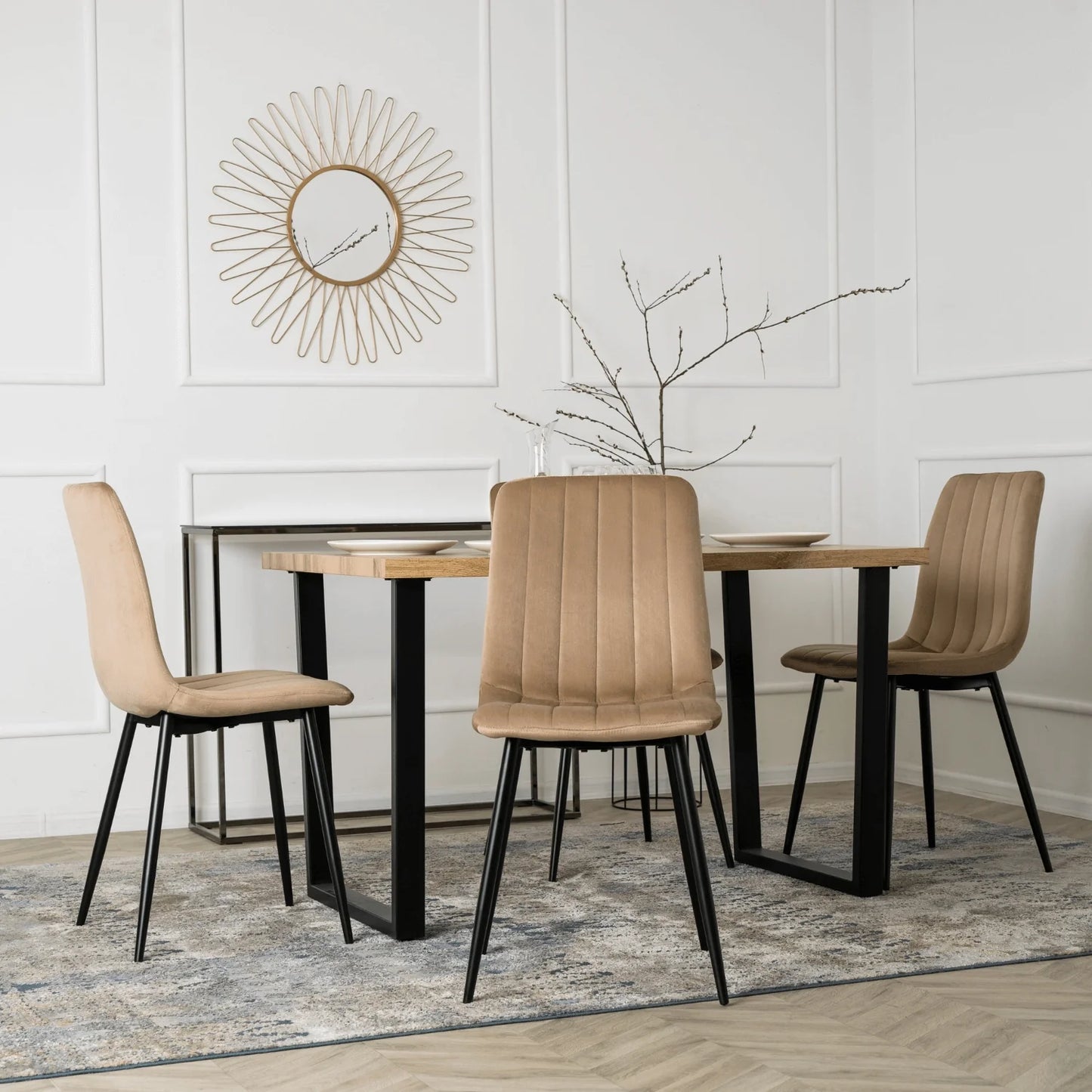 Elite IBIS Beige Velvet Chair – A Touch of Modern Elegance