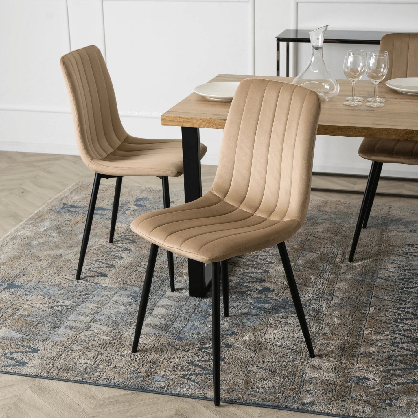Elite IBIS Beige Velvet Chair – A Touch of Modern Elegance