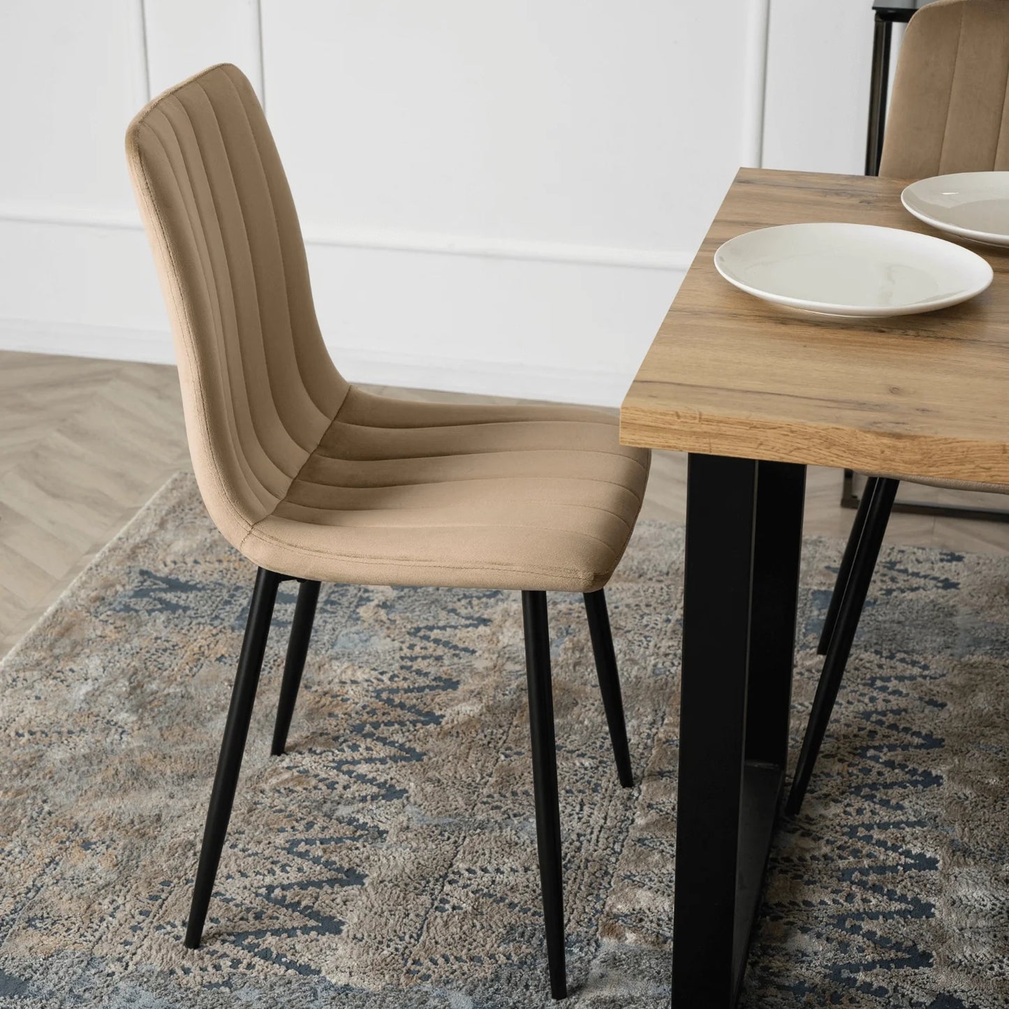 Elite IBIS Beige Velvet Chair – A Touch of Modern Elegance