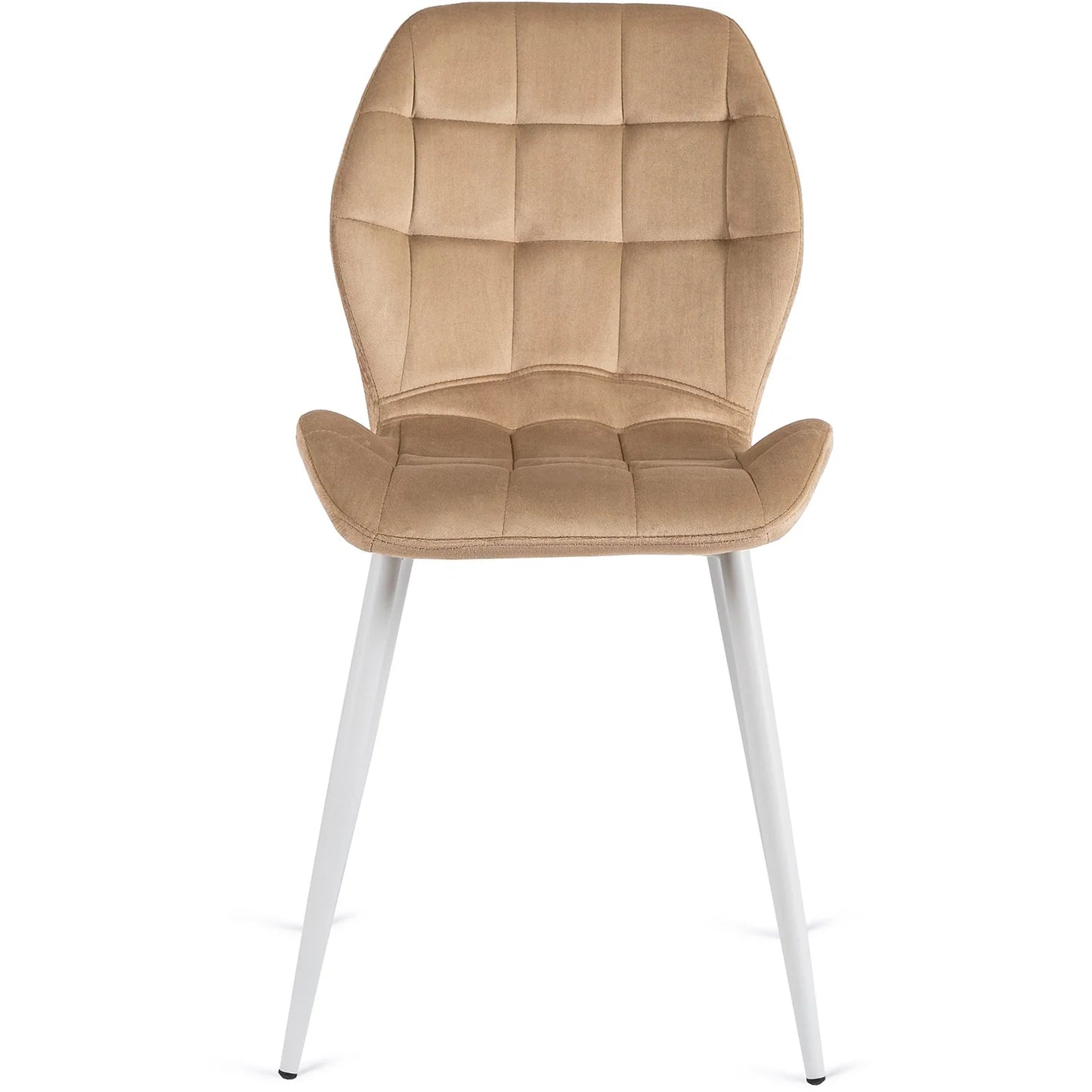 Elite LUCKY Beige Velvet Chair with White Legs – A Touch of Elegance