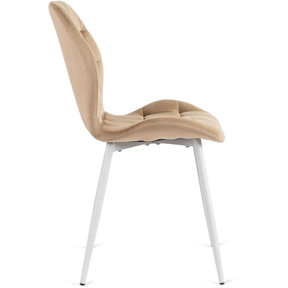Elite LUCKY Beige Velvet Chair with White Legs – A Touch of Elegance