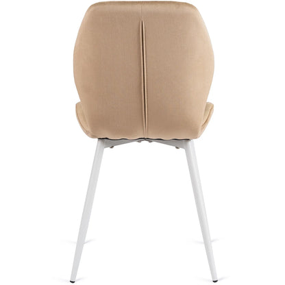 Elite LUCKY Beige Velvet Chair with White Legs – A Touch of Elegance