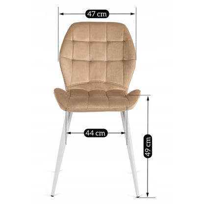 Elite LUCKY Beige Velvet Chair with White Legs – A Touch of Elegance