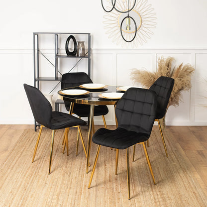 Elite LUCKY Black Velvet Chair with Gold Legs – A Touch of Luxury