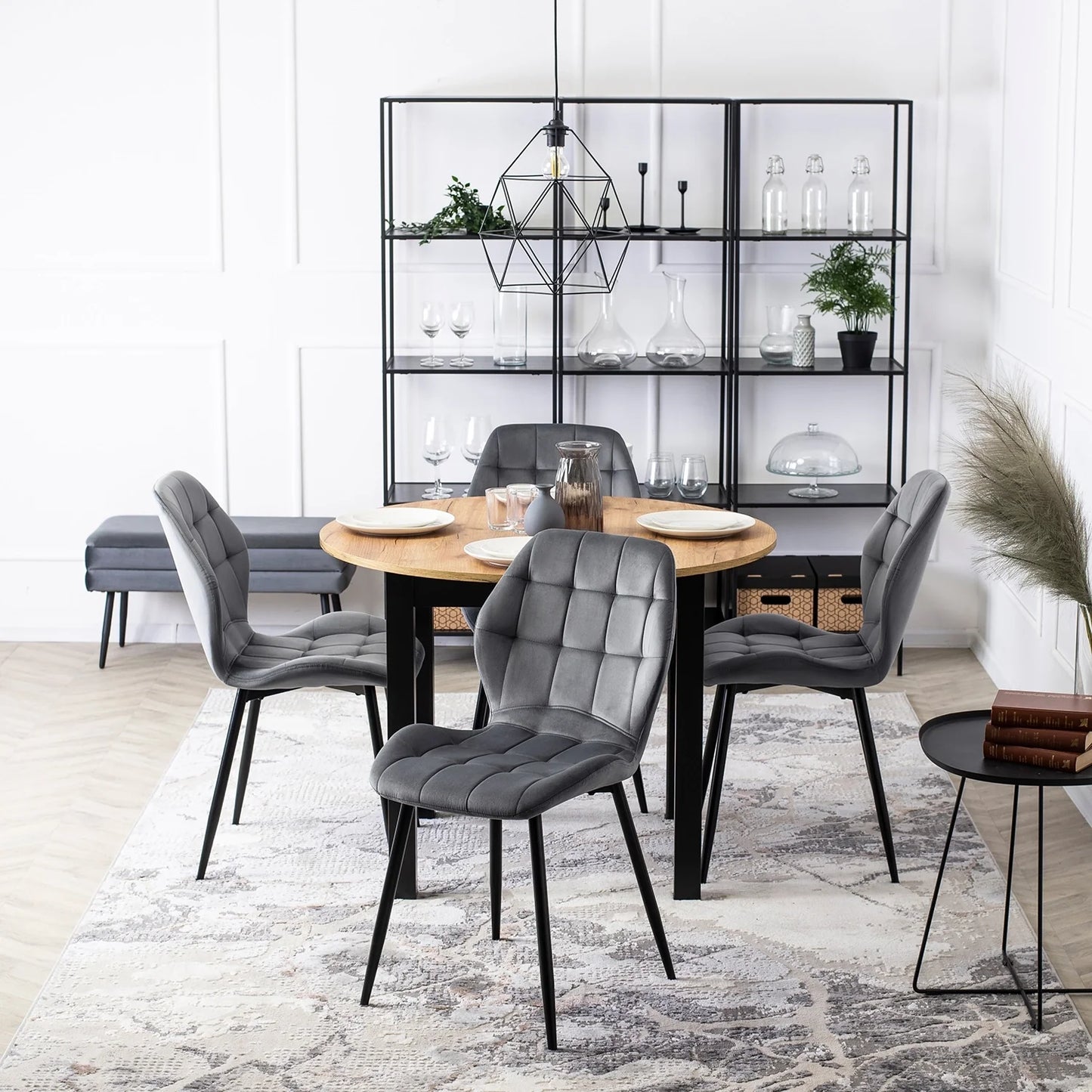 Elite LUCKY Gray Velvet Chair – Modern Comfort with a Luxurious Touch