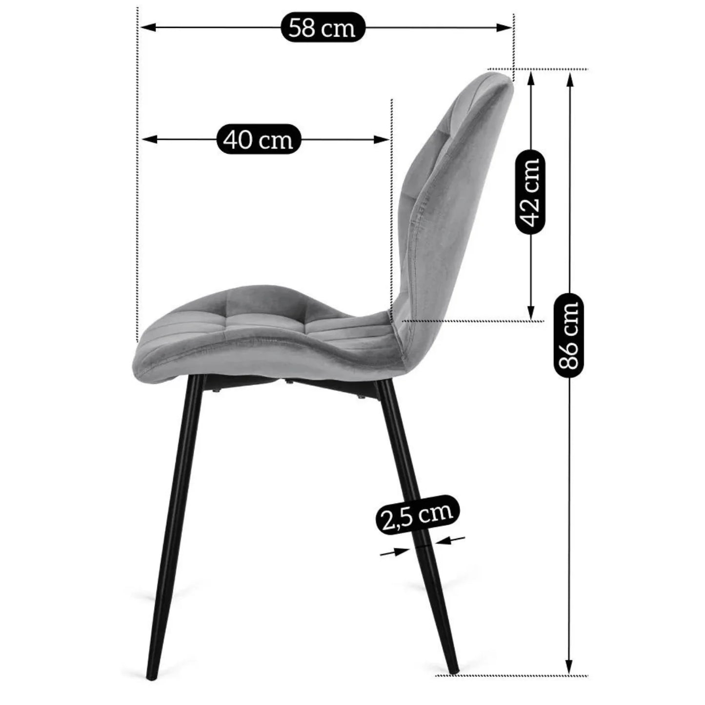 Elite LUCKY Gray Velvet Chair – Modern Comfort with a Luxurious Touch