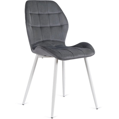 Elite LUCKY Grey Velvet Chair with White Legs – Modern Elegance for Your Space