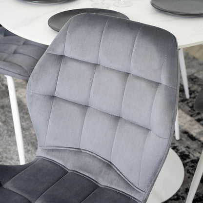 Elite LUCKY Grey Velvet Chair with White Legs – Modern Elegance for Your Space