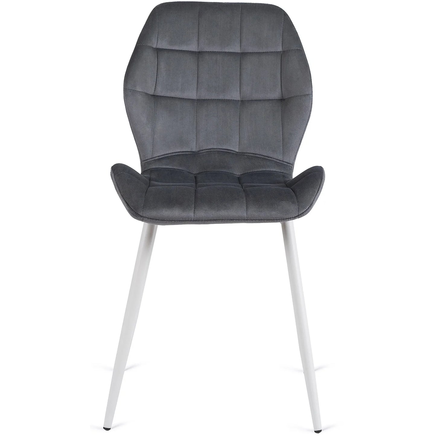 Elite LUCKY Grey Velvet Chair with White Legs – Modern Elegance for Your Space