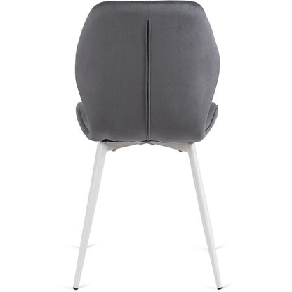 Elite LUCKY Grey Velvet Chair with White Legs – Modern Elegance for Your Space
