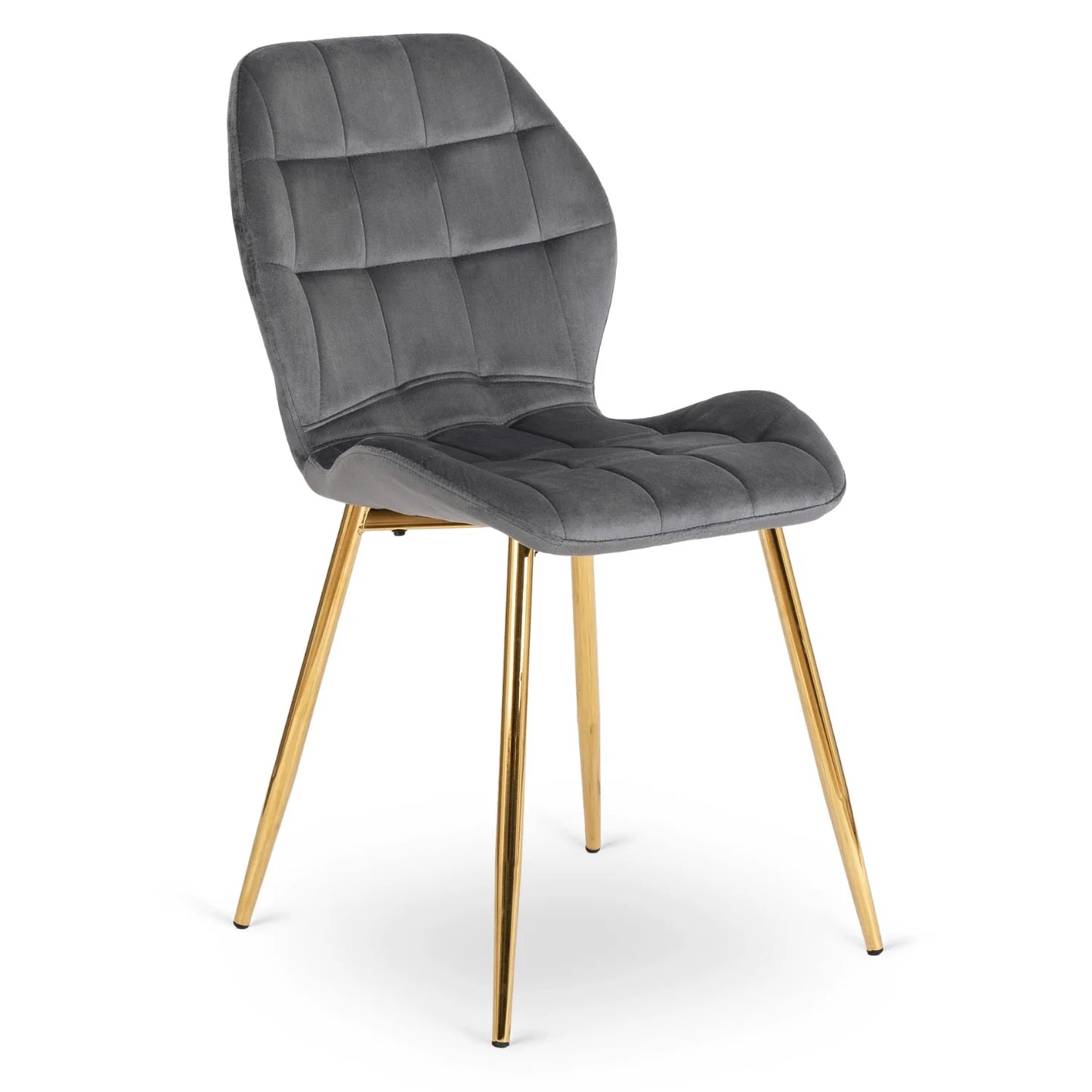 Elite LUCKY Gray Velvet Chair with Gold Legs – Elegant & Modern Seating