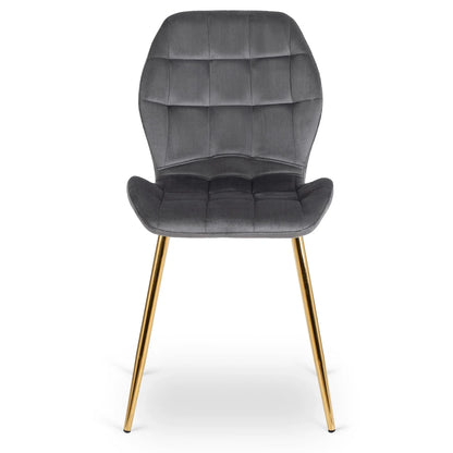 Elite LUCKY Gray Velvet Chair with Gold Legs – Elegant & Modern Seating