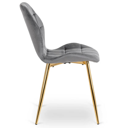 Elite LUCKY Gray Velvet Chair with Gold Legs – Elegant & Modern Seating