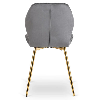 Elite LUCKY Gray Velvet Chair with Gold Legs – Elegant & Modern Seating