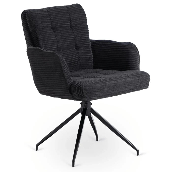 Elite AKITA Modern Upholstered Swivel Chair-Modern Black  Corduroy