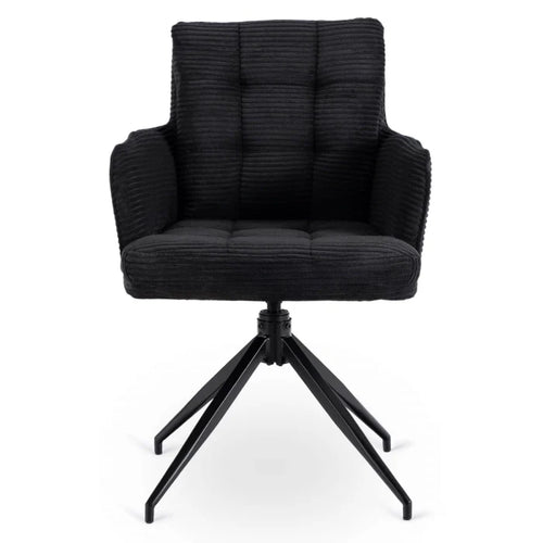 Elite AKITA Modern Upholstered Swivel Chair-Modern Black  Corduroy