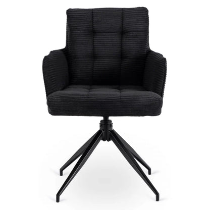 Elite AKITA Modern Upholstered Swivel Chair-Modern Black  Corduroy