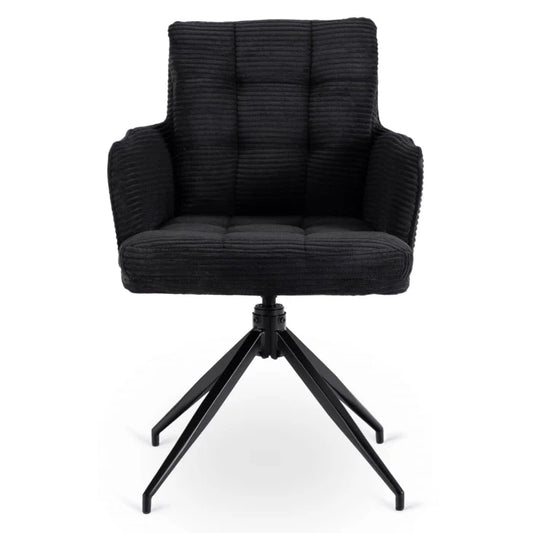 Elite AKITA Modern Upholstered Swivel Chair-Modern Black  Corduroy
