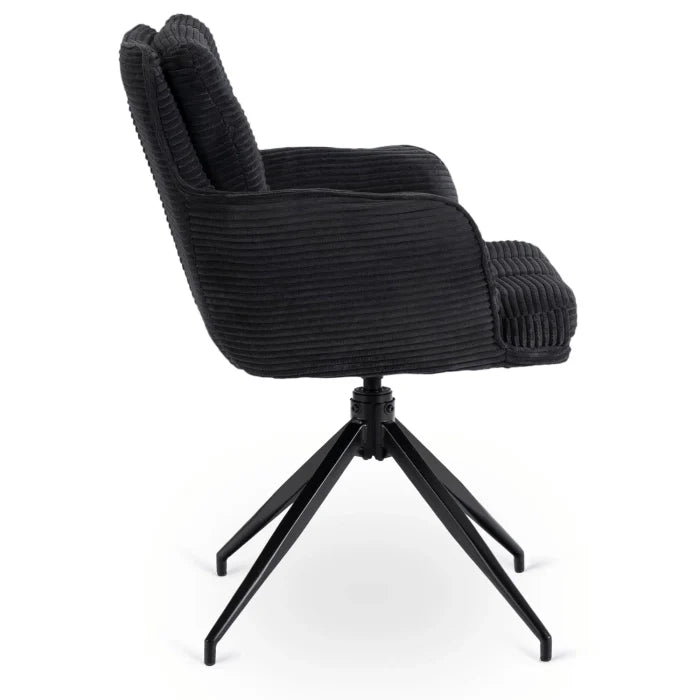 Elite AKITA Modern Upholstered Swivel Chair-Modern Black  Corduroy