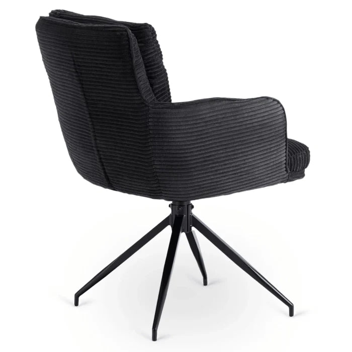 Elite AKITA Modern Upholstered Swivel Chair-Modern Black  Corduroy