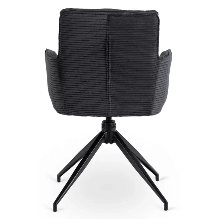Elite AKITA Modern Upholstered Swivel Chair-Modern Black  Corduroy