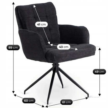 Elite AKITA Modern Upholstered Swivel Chair-Modern Black  Corduroy