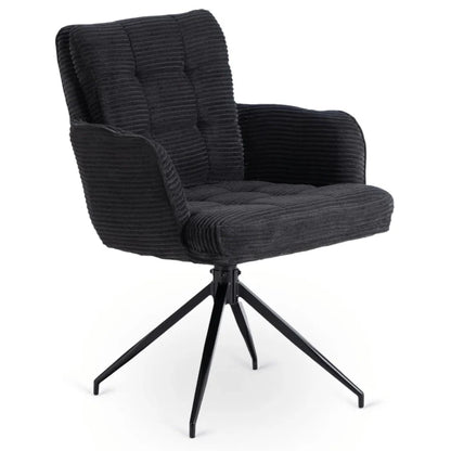 Elite AKITA Modern Upholstered Swivel Chair-Modern Black  Corduroy