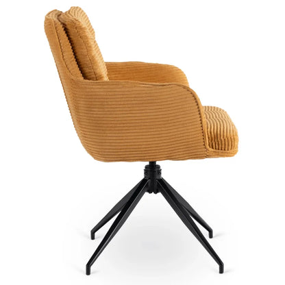 Elite AKITA Modern Upholstered Swivel Chair-Modern Mustard Yellow Corduroy