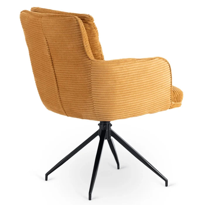Elite AKITA Modern Upholstered Swivel Chair-Modern Mustard Yellow Corduroy