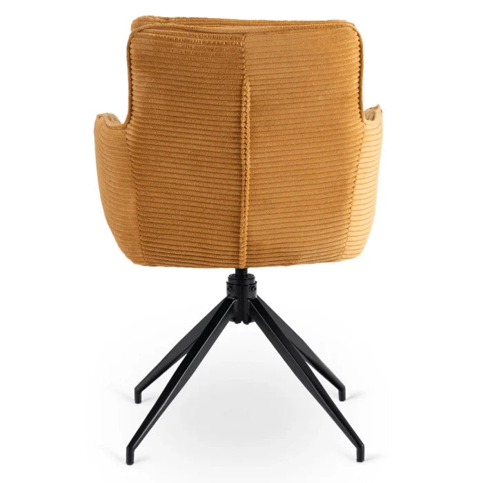 Elite AKITA Modern Upholstered Swivel Chair-Modern Mustard Yellow Corduroy