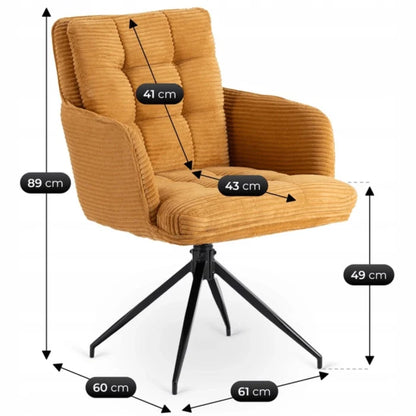 Elite AKITA Modern Upholstered Swivel Chair-Modern Mustard Yellow Corduroy