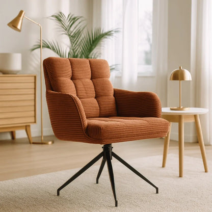 Elite AKITA Modern Upholstered Swivel Chair-Modern Rust Corduroy