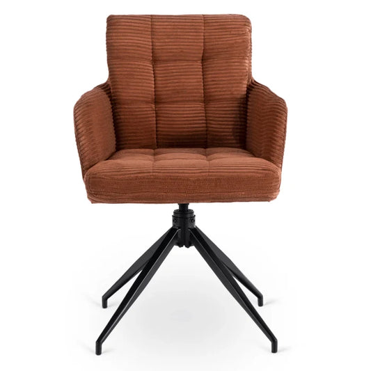 Elite AKITA Modern Upholstered Swivel Chair-Modern Rust Corduroy