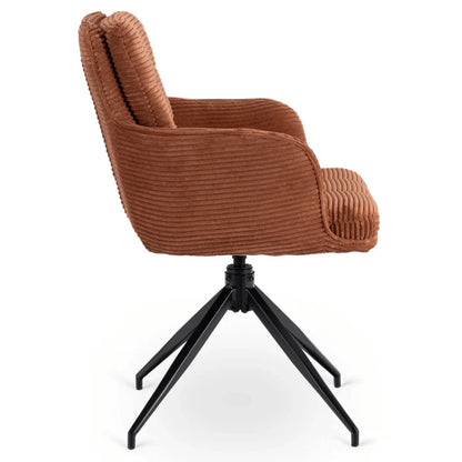 Elite AKITA Modern Upholstered Swivel Chair-Modern Rust Corduroy