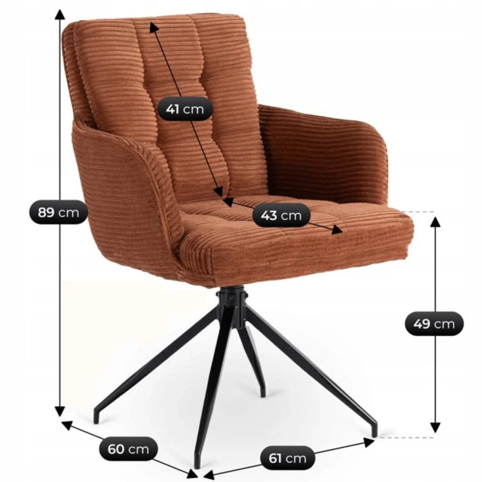 Elite AKITA Modern Upholstered Swivel Chair-Modern Rust Corduroy