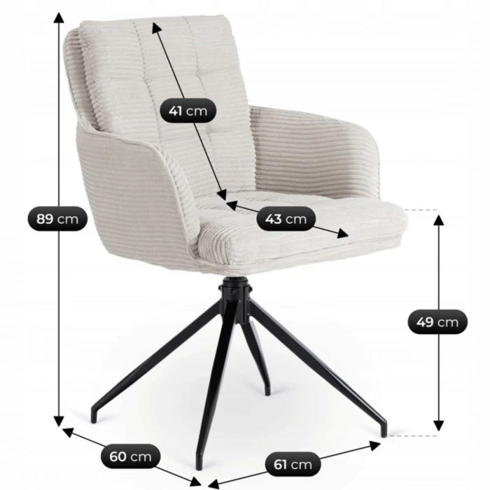 Elite AKITA Modern Upholstered Swivel Chair-Modern Grey  Corduroy