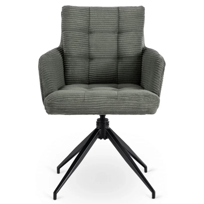 Elite AKITA Modern Upholstered Swivel Chair-Modern Green Corduroy