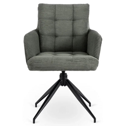Elite AKITA Modern Upholstered Swivel Chair-Modern Green Corduroy