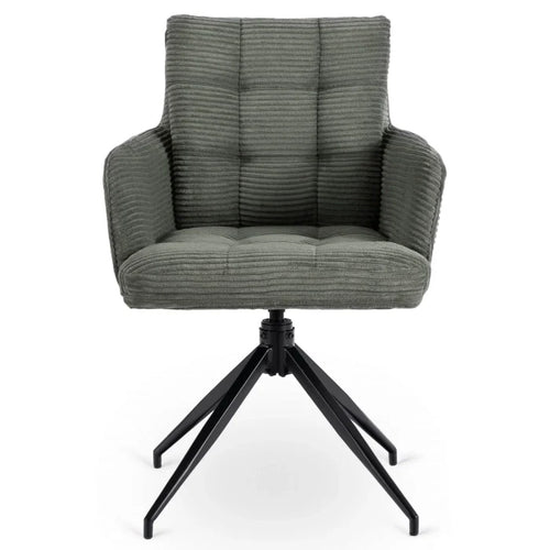 Elite AKITA Modern Upholstered Swivel Chair-Modern Green Corduroy